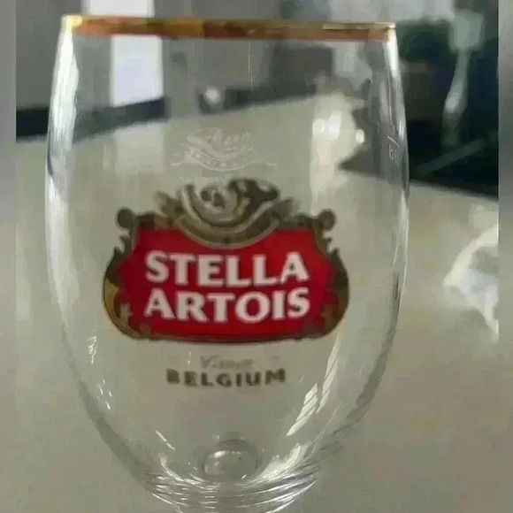 Stella Artois Original Belgium Gold Rimmed Beer Glass Chalice 33CL Set Of 2 - Picture 8 of 8